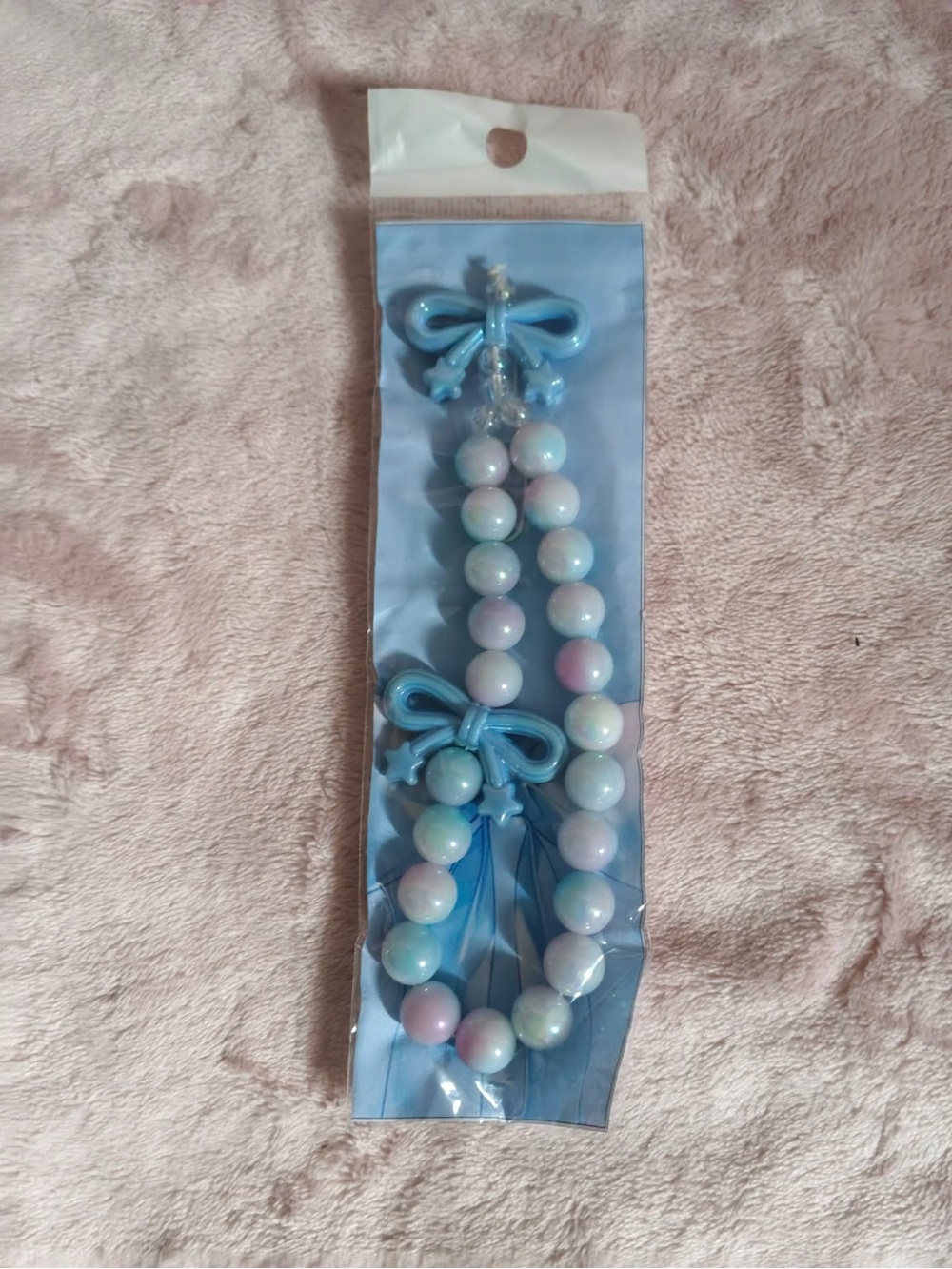 Pastel Blue Bow Bead Necklace for Kids
